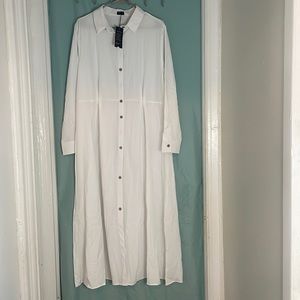 Vonda Long Sleeve White Dress- 3XL
